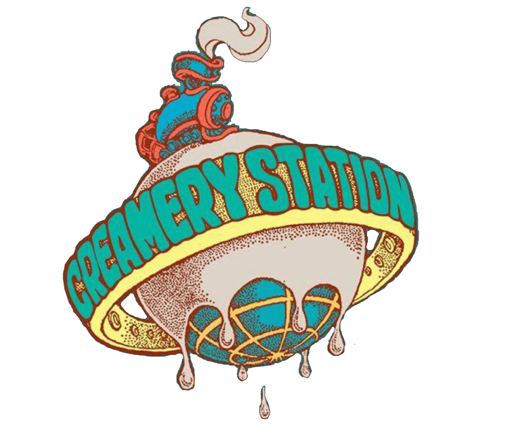 The unique logo of the Creamery Station band